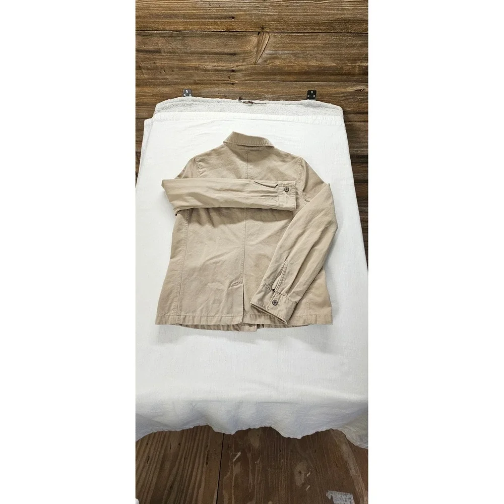 Old Navy Womens Khaki Utility Field Jacket Floral Lining Tan Cotton Twill Large
